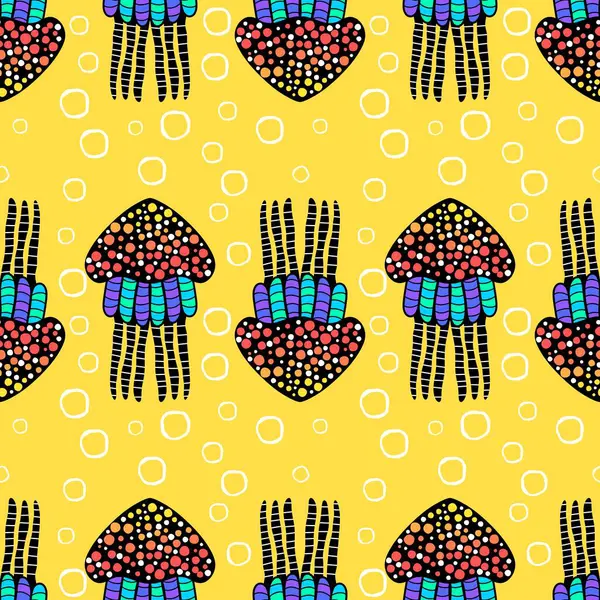 Deniz hayvanları, ambalaj kağıdı, kumaş, çarşaf ve çocuk giysisi baskısı ve yaz partisi aksesuarları için kusursuz okyanus deniz anası deseni. Yüksek kalite fotoğraf