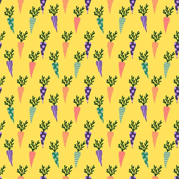 Kağıt, kumaş, çarşaf ve çocuk giysisi baskısı ve mutfak tekstili için yaz sebzesiz havuç deseni. Yüksek kalite fotoğraf