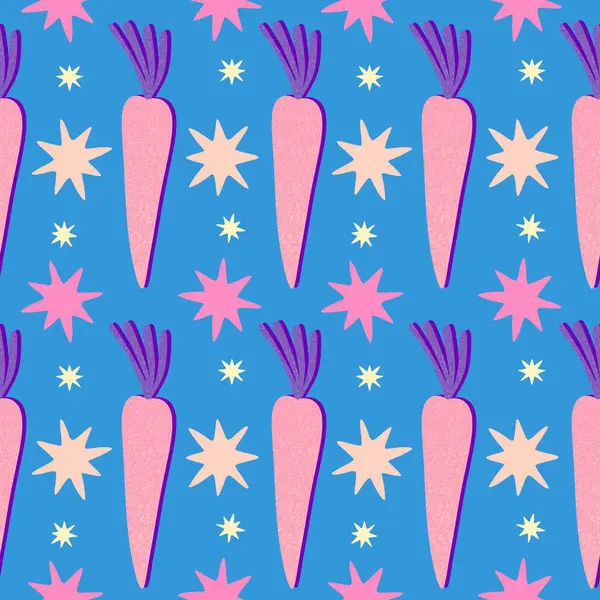 Kağıt, kumaş, çarşaf ve çocuk giysisi baskısı ve mutfak tekstili için yaz sebzesiz havuç deseni. Yüksek kalite fotoğraf