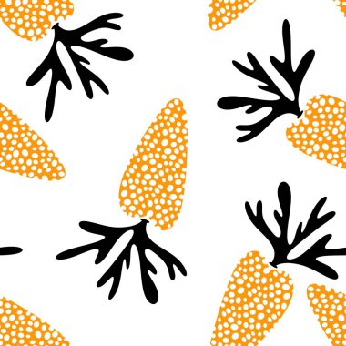 Kağıt, kumaş, çarşaf ve çocuk giysisi baskısı ve mutfak tekstili için yaz sebzesiz havuç deseni. Yüksek kalite fotoğraf