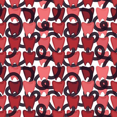 Kağıt, kumaş, çarşaf, çocuk giysisi baskısı, doktor aksesuarları ve eczane ambalajları için tıbbî ve kusursuz diş deseni. Yüksek kalite fotoğraf