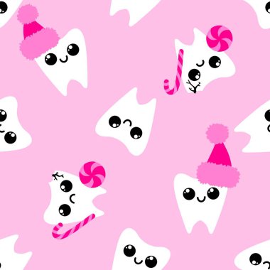 Kağıt, kumaş, çarşaf, çocuk giysisi baskısı, doktor aksesuarları ve eczane ambalajları için tıbbî ve kusursuz diş deseni. Yüksek kalite fotoğraf