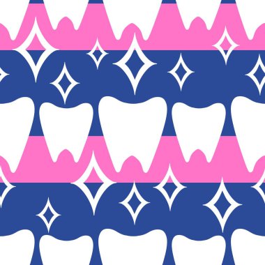 Kağıt, kumaş, çarşaf, çocuk giysisi baskısı, doktor aksesuarları ve eczane ambalajları için tıbbî ve kusursuz diş deseni. Yüksek kalite fotoğraf