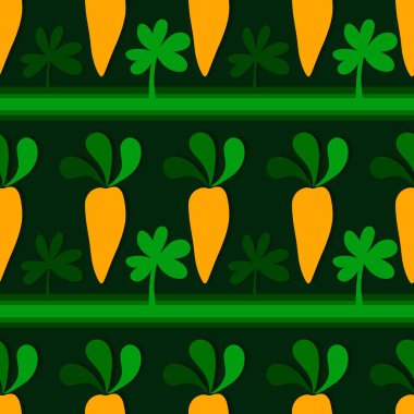 Kağıt, kumaş, çarşaf ve çocuk giysisi baskısı ve mutfak tekstili için yaz sebzesiz havuç deseni. Yüksek kalite fotoğraf