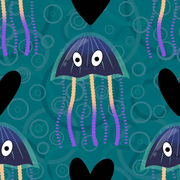 Deniz hayvanları, ambalaj kağıdı, kumaş, çarşaf ve çocuk giysisi baskısı ve yaz partisi aksesuarları için kusursuz okyanus deniz anası deseni. Yüksek kalite fotoğraf