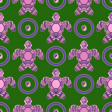 Okyanus yaz hayvanları kağıt, kumaş, çarşaf ve çocuk kıyafetleri ve plaj partisi aksesuarları için dikişsiz kaplumbağa deseni. Yüksek kalite fotoğraf