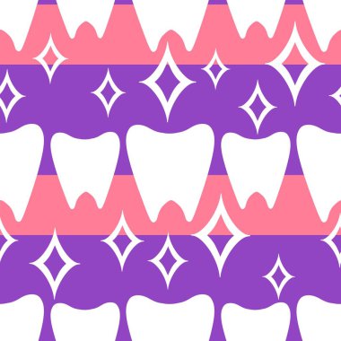 Kağıt, kumaş, çarşaf, çocuk giysisi baskısı, doktor aksesuarları ve eczane ambalajları için tıbbî ve kusursuz diş deseni. Yüksek kalite fotoğraf