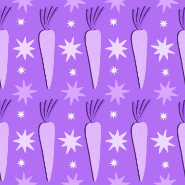 Kağıt, kumaş, çarşaf ve çocuk giysisi baskısı ve mutfak tekstili için yaz sebzesiz havuç deseni. Yüksek kalite fotoğraf