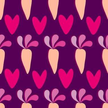 Kağıt, kumaş, çarşaf ve çocuk giysisi baskısı ve mutfak tekstili için yaz sebzesiz havuç deseni. Yüksek kalite fotoğraf