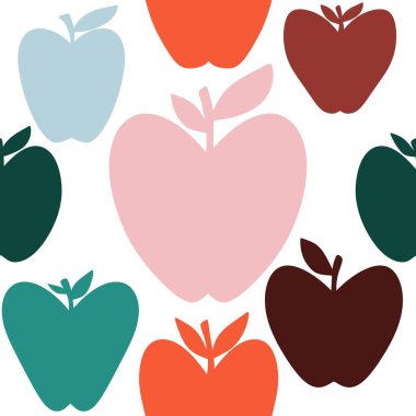 Yaz meyvesiz elma desenli ambalaj kâğıdı, kumaş ve çocuk giysileri baskısı ve bahar moda tekstil ürünleri ve bahçe partisi aksesuarları. Yüksek kalite fotoğraf