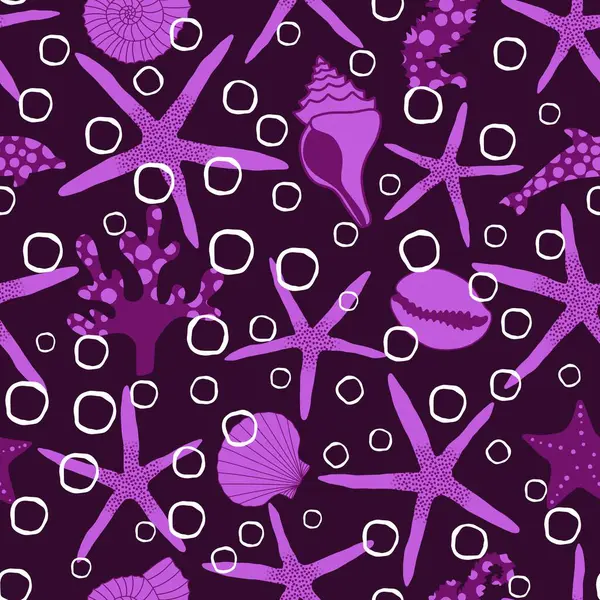 Okyanus hayvanları, ambalajsız deniz yıldızı desenli ambalajlar, kumaşlar ve çocuk giysileri baskısı ve yaz partisi aksesuarları ve mayo tekstili. Yüksek kalite fotoğraf