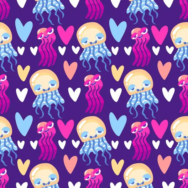 Yaz okyanusu hayvanları kağıt, kumaş, çarşaf ve çocuk kıyafetleri ve parti aksesuarları için kusursuz ahtapot desenleri. Yüksek kaliteli illüstrasyon