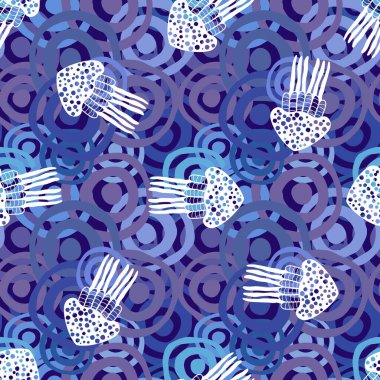 Deniz hayvanları, ambalaj kağıdı, kumaş, çarşaf ve çocuk giysisi baskısı ve yaz partisi aksesuarları için kusursuz okyanus deniz anası deseni. Yüksek kalite fotoğraf