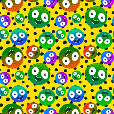 Çizgi filmlerdeki hayvanlar çocuk için kusursuz canavar desenleri giysi baskısı, kumaş, kumaş ve yaz partisi aksesuarları ve moda tekstili.