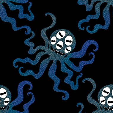 Yaz okyanusu hayvanları çocuk için kusursuz şirin ahtapot deseni kumaşlar ve moda tekstil ürünleri ve parti aksesuarları için kıyafet baskısı ve ambalaj kağıdı.