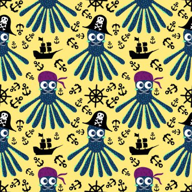 Yaz okyanusu hayvanları çocuk için kusursuz şirin ahtapot deseni kumaşlar ve moda tekstil ürünleri ve parti aksesuarları için kıyafet baskısı ve ambalaj kağıdı.