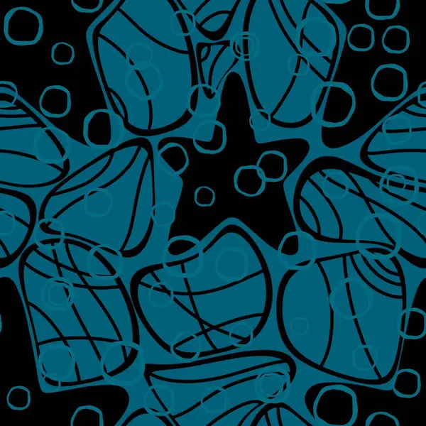 Okyanus hayvanları, ambalajsız deniz yıldızı desenli ambalajlar, kumaşlar ve çocuk giysileri baskısı ve yaz partisi aksesuarları ve mayo tekstili. Yüksek kalite fotoğraf