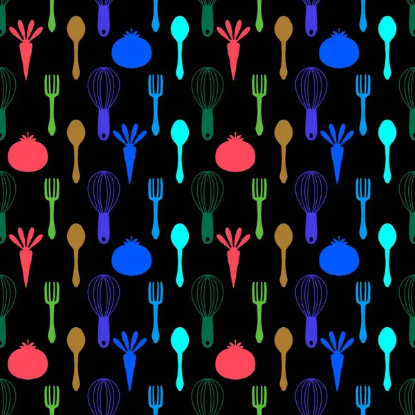 Mutfak aletleri kağıt, kumaş, giysi baskısı, tekstil ve mağaza ambalajları için dikişsiz çatal ve kaşık deseni. Yüksek kalite fotoğraf