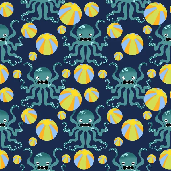 Yaz okyanusu hayvanları çocuk için kusursuz şirin ahtapot deseni kumaşlar ve moda tekstil ürünleri ve parti aksesuarları için kıyafet baskısı ve ambalaj kağıdı.