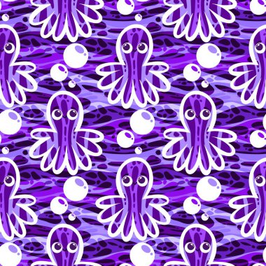 Yaz okyanusu hayvanları çocuk için kusursuz şirin ahtapot deseni kumaşlar ve moda tekstil ürünleri ve parti aksesuarları için kıyafet baskısı ve ambalaj kağıdı.