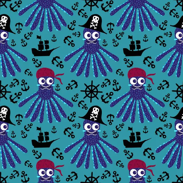 Yaz okyanusu hayvanları çocuk için kusursuz şirin ahtapot deseni kumaşlar ve moda tekstil ürünleri ve parti aksesuarları için kıyafet baskısı ve ambalaj kağıdı.