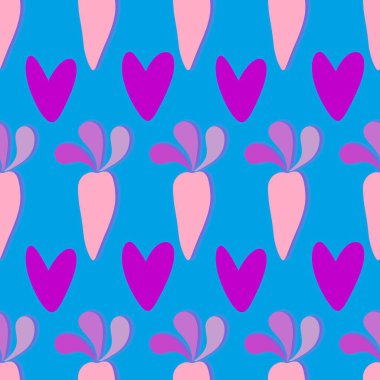 Kağıt, kumaş, çarşaf ve çocuk giysisi baskısı ve mutfak tekstili için yaz sebzesiz havuç deseni. Yüksek kalite fotoğraf