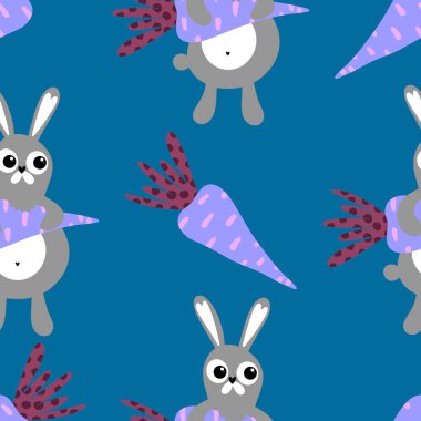 Çocuk kıyafetleri, çarşaflar, Paskalya partisi aksesuarları ve yaz ambalajları için havuçsuz bahar deseni. Yüksek kalite fotoğraf