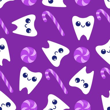 Kağıt, kumaş, çarşaf, çocuk giysisi baskısı, doktor aksesuarları ve eczane ambalajları için tıbbî ve kusursuz diş deseni. Yüksek kalite fotoğraf