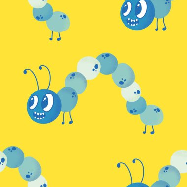 Kumaşlar, tekstil, ambalaj, hediyeler, kartlar, çarşaflar ve ambalaj kağıtları için kusursuz tırtıl deseni. Yüksek kalite fotoğraf