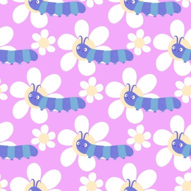 Kumaşlar, tekstil, ambalaj, hediyeler, kartlar, çarşaflar ve ambalaj kağıtları için kusursuz tırtıl deseni. Yüksek kalite fotoğraf