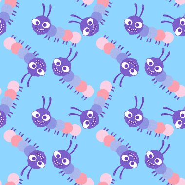 Kumaşlar, tekstil, ambalaj, hediyeler, kartlar, çarşaflar ve ambalaj kağıtları için kusursuz tırtıl deseni. Yüksek kalite fotoğraf