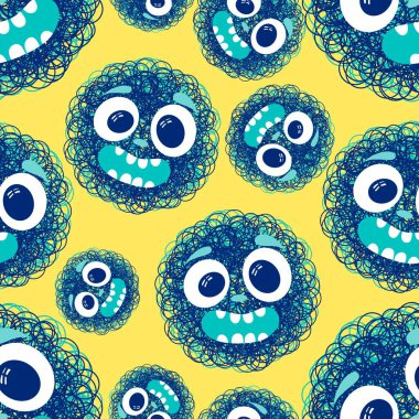 Çizgi filmlerdeki hayvanlar çocuk için kusursuz canavar desenleri giysi baskısı, kumaş, kumaş ve yaz partisi aksesuarları ve moda tekstili.