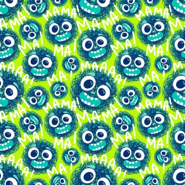 Çizgi filmlerdeki hayvanlar çocuk için kusursuz canavar desenleri giysi baskısı, kumaş, kumaş ve yaz partisi aksesuarları ve moda tekstili.