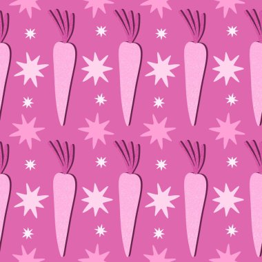 Kağıt, kumaş, çarşaf ve çocuk giysisi baskısı ve mutfak tekstili için yaz sebzesiz havuç deseni. Yüksek kalite fotoğraf