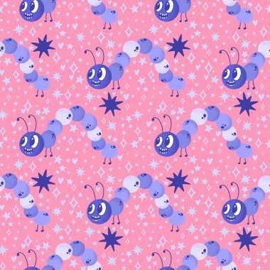 Kumaşlar, tekstil, ambalaj, hediyeler, kartlar, çarşaflar ve ambalaj kağıtları için kusursuz tırtıl deseni. Yüksek kalite fotoğraf