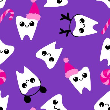 Kağıt, kumaş, çarşaf, çocuk giysisi baskısı, doktor aksesuarları ve eczane ambalajları için tıbbî ve kusursuz diş deseni. Yüksek kalite fotoğraf