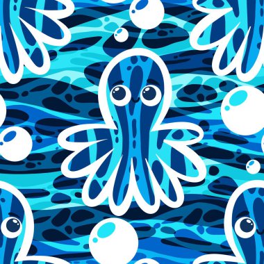Yaz okyanusu hayvanları çocuk için kusursuz şirin ahtapot deseni kumaşlar ve moda tekstil ürünleri ve parti aksesuarları için kıyafet baskısı ve ambalaj kağıdı.