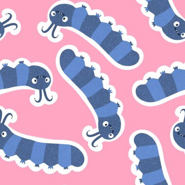 Kumaşlar, tekstil, ambalaj, hediyeler, kartlar, çarşaflar ve ambalaj kağıtları için kusursuz tırtıl deseni. Yüksek kalite fotoğraf