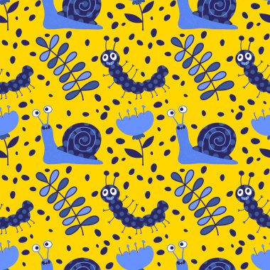 Kumaşlar, tekstil, ambalaj, hediyeler, kartlar, çarşaflar ve ambalaj kağıtları için kusursuz tırtıl deseni. Yüksek kalite fotoğraf