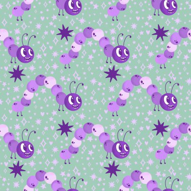 Kumaşlar, tekstil, ambalaj, hediyeler, kartlar, çarşaflar ve ambalaj kağıtları için kusursuz tırtıl deseni. Yüksek kalite fotoğraf