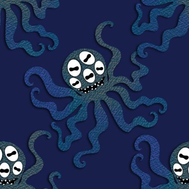 Yaz okyanusu hayvanları çocuk için kusursuz şirin ahtapot deseni kumaşlar ve moda tekstil ürünleri ve parti aksesuarları için kıyafet baskısı ve ambalaj kağıdı.