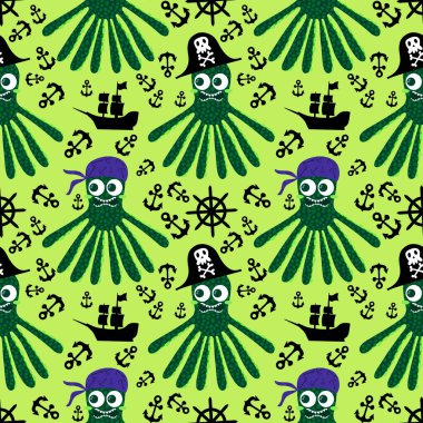 Yaz okyanusu hayvanları çocuk için kusursuz şirin ahtapot deseni kumaşlar ve moda tekstil ürünleri ve parti aksesuarları için kıyafet baskısı ve ambalaj kağıdı.