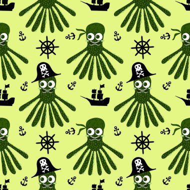 Yaz okyanusu hayvanları çocuk için kusursuz şirin ahtapot deseni kumaşlar ve moda tekstil ürünleri ve parti aksesuarları için kıyafet baskısı ve ambalaj kağıdı.