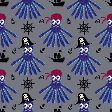 Yaz okyanusu hayvanları çocuk için kusursuz şirin ahtapot deseni kumaşlar ve moda tekstil ürünleri ve parti aksesuarları için kıyafet baskısı ve ambalaj kağıdı.