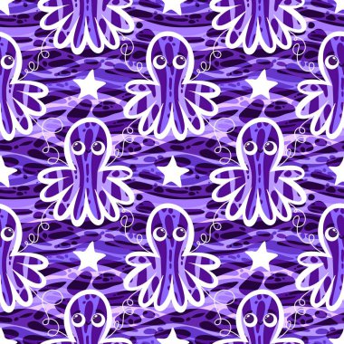 Yaz okyanusu hayvanları çocuk için kusursuz şirin ahtapot deseni kumaşlar ve moda tekstil ürünleri ve parti aksesuarları için kıyafet baskısı ve ambalaj kağıdı.