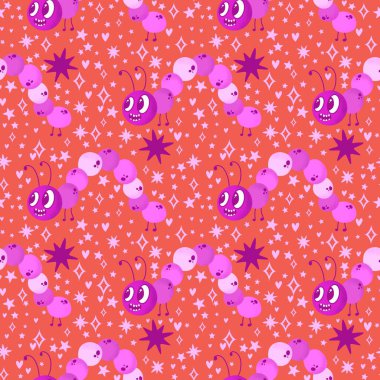 Kumaşlar, tekstil, ambalaj, hediyeler, kartlar, çarşaflar ve ambalaj kağıtları için kusursuz tırtıl deseni. Yüksek kalite fotoğraf