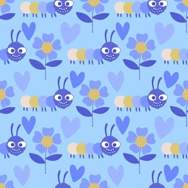 Kumaşlar, tekstil, ambalaj, hediyeler, kartlar, çarşaflar ve ambalaj kağıtları için kusursuz tırtıl deseni. Yüksek kalite fotoğraf