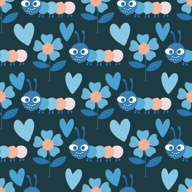 Kumaşlar, tekstil, ambalaj, hediyeler, kartlar, çarşaflar ve ambalaj kağıtları için kusursuz tırtıl deseni. Yüksek kalite fotoğraf