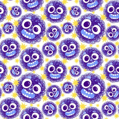 Çizgi filmlerdeki hayvanlar çocuk için kusursuz canavar desenleri giysi baskısı, kumaş, kumaş ve yaz partisi aksesuarları ve moda tekstili.