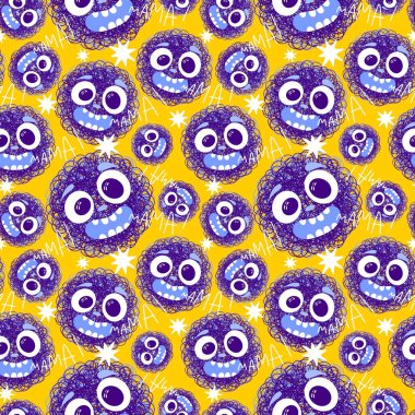 Çizgi filmlerdeki hayvanlar çocuk için kusursuz canavar desenleri giysi baskısı, kumaş, kumaş ve yaz partisi aksesuarları ve moda tekstili.